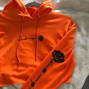 Orange Cropped Hoodie